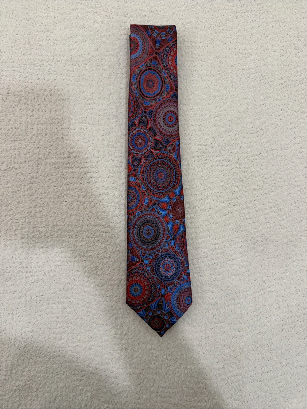 Ermenegildo Zegna QUINDICI Red and Blue Medallion Silk Tie